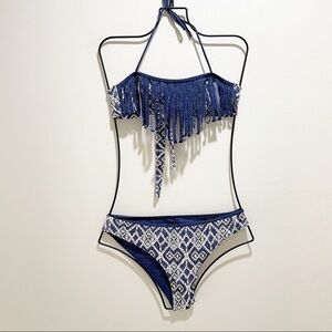 TO THE 9’S Big Girls Swim Bikini Blue Reversible